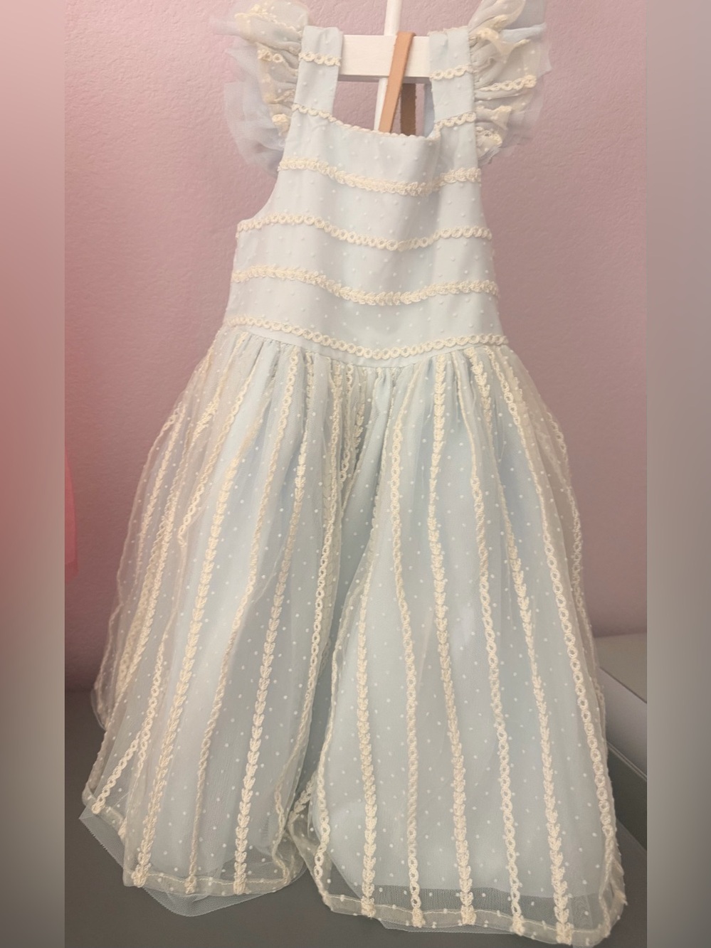 Pippa & Julie Light Blue and Cream Tulle Party Dress